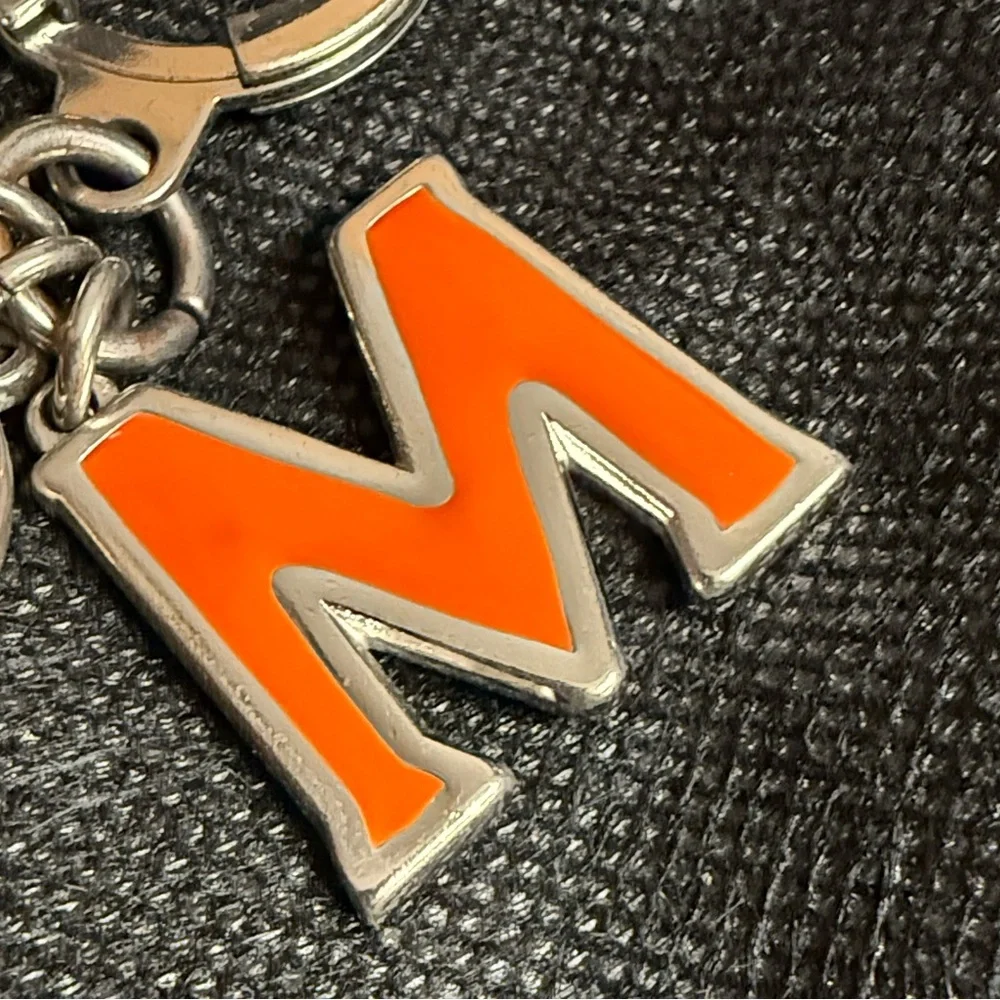 MCM Olive Green Tangerine and Silver Bag Charm Key Holder